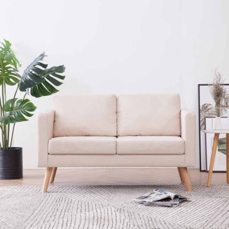 2-Sitzer Sofa Creme Stoff