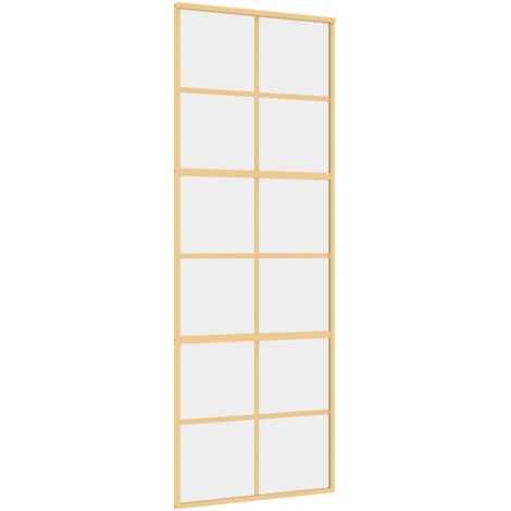 vidaXL Schiebetür Gold 76x205 cm ESG-Klarglas und Aluminium
