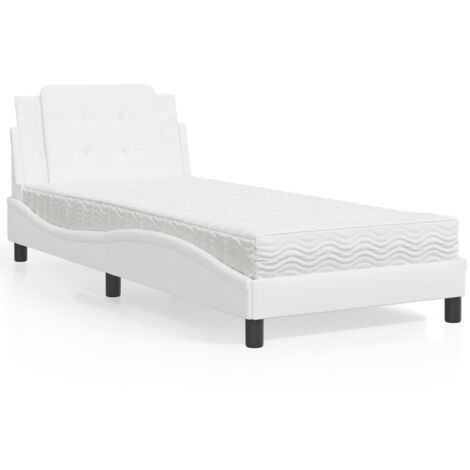 Bett mit Matratze Weiß 100x200 cm Kunstleder vidaXL839471 (1/5)