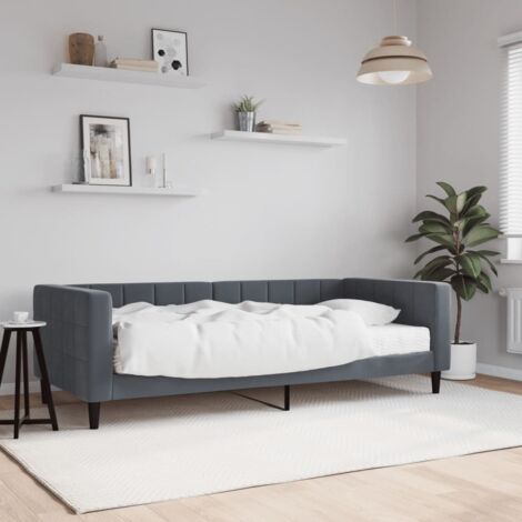 Tagesbett mit Matratze Dunkelgrau 90x200 cm Samt vidaXL
