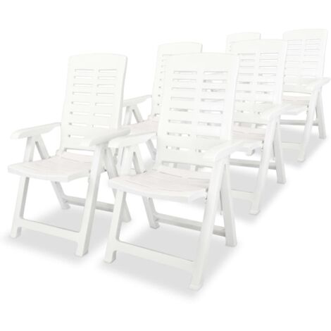 6er Set Wetterfeste Gartenliegestühle Weiß