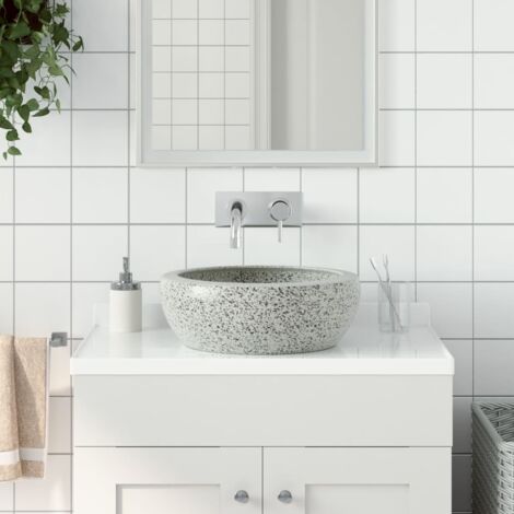 Aufsatzwaschbecken Grau Rund Ø41x14 cm Keramik vidaXL
