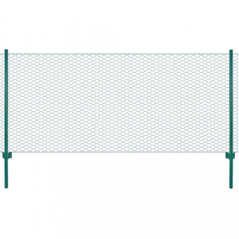 Maschendrahtzaun mit Pfosten Stahl 25 x 0,75 m Grün vidaXL