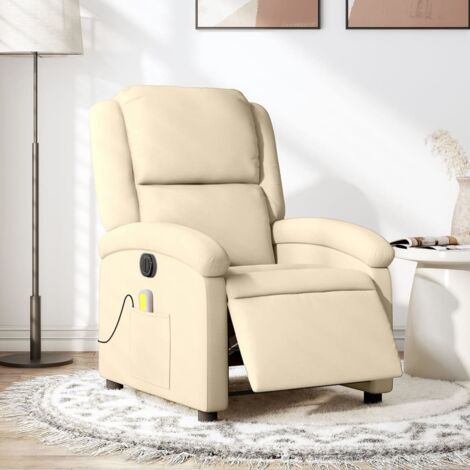 Elektrischer Massage-Relaxsessel Creme Stoff