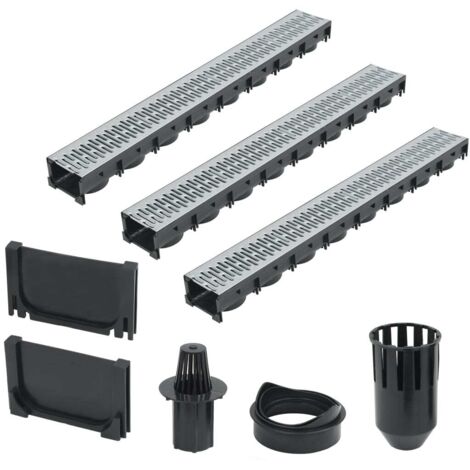 vidaXL Drainage Channels 3 pcs Galvanised Steel 3 m