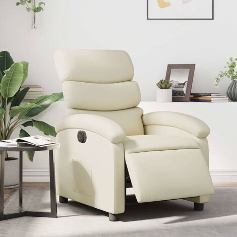 vidaXL Elektrischer Relaxsessel Creme Kunstleder