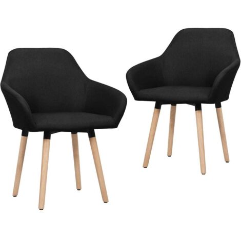 Esszimmerstühle 2 Stk. Schwarz Stoff vidaXL (1/5)