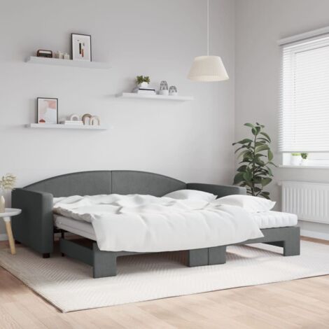 Tagesbett Ausziehbar mit Matratzen Dunkelgrau 100x200 cm Stoff vidaXL (1/5)