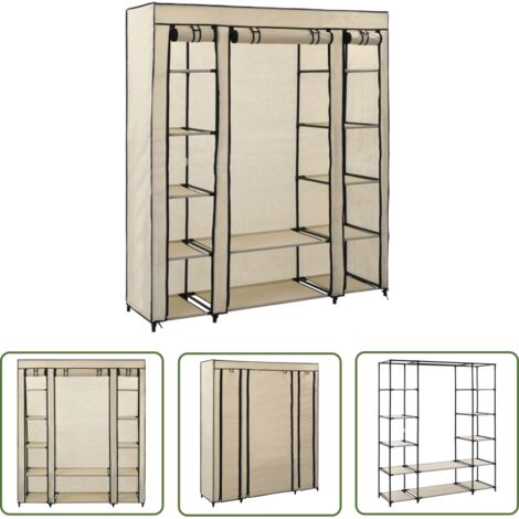 vidaXL Wardrobe with Compartments and Rods Cream 150x45x176 cm Fabric (1/5)