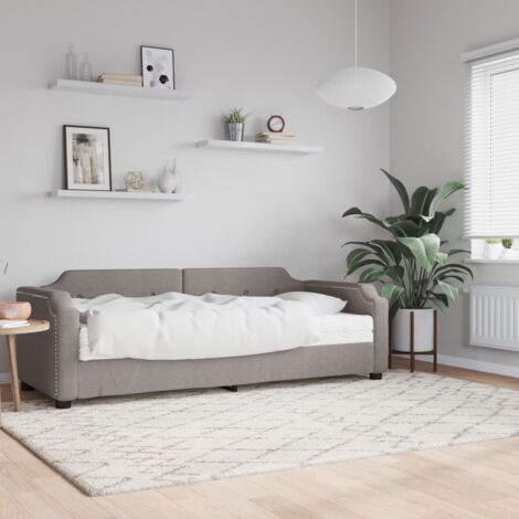 Tagesbett mit Matratze Taupe 90x200 cm Stoff vidaXL