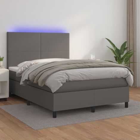 vidaXL Lattenrost mit Matratze und LED Grau 140x200 cm