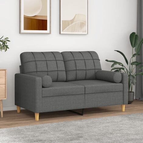 2-Sitzer-Sofa mit Zierkissen Dunkelgrau 120 cm Stoff vidaXL