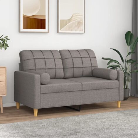 vidaXL 2-Sitzer Sofa mit dekorativen Kissen taupe 120 cm Stoff