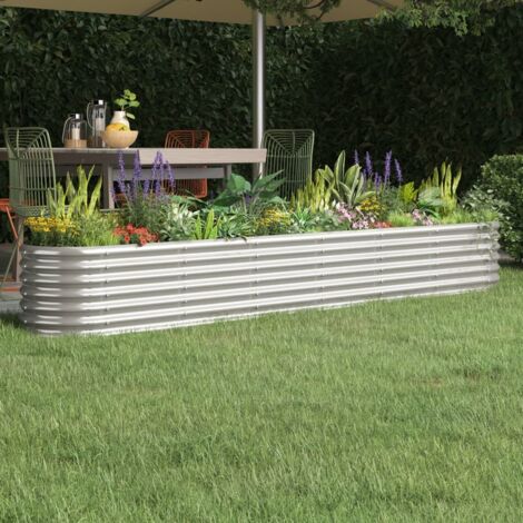Hochbeet Pulverbeschichteter Stahl 260x40x36 cm Silbern vidaXL154821