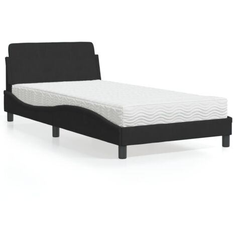 Bett mit Matratze Schwarz 100x200 cm Samt vidaXL377238 (1/5)