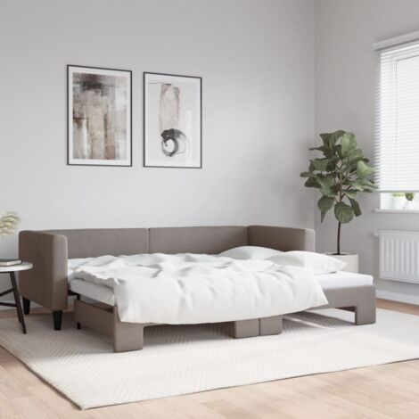 Tagesbett Ausziehbar Taupe 80x200 cm Stoff vidaXL