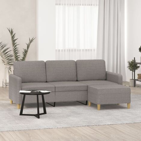 vidaXL 3-Sitzer-Sofa mit Hocker Taupe 180 cm Stoff (1/5)