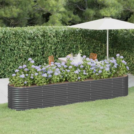 vidaXL Hochbeet Pulverbeschichteter Stahl 368x80x68 cm Anthrazit