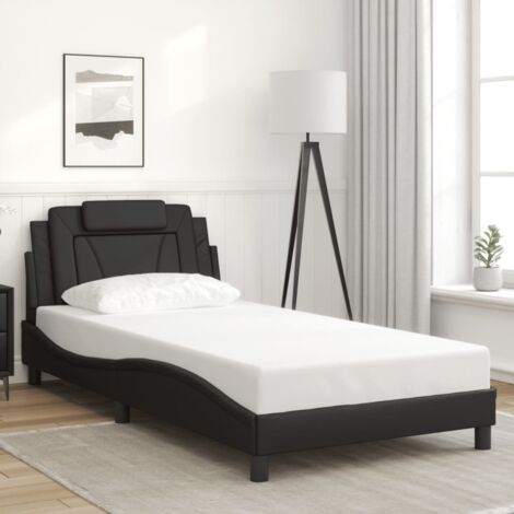 Bettgestell mit Kopfteil Schwarz 100x200 cm Kunstleder vidaXL473497 (1/5)