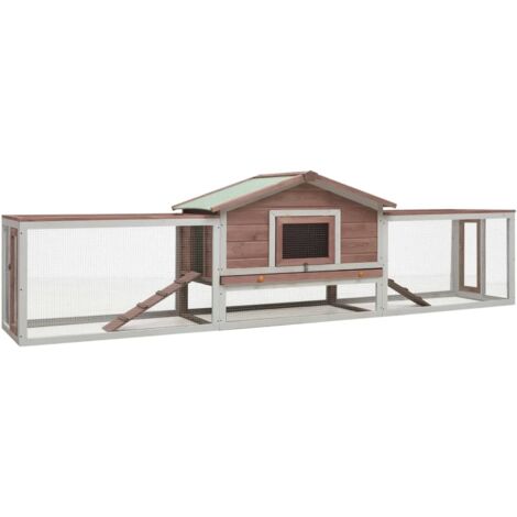 Kaninchenstall Mokka 310x70x87 cm Kiefer & Tanne Massivholz vidaXL