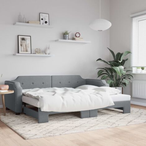 Tagesbett Ausziehbar Hellgrau 100x200 cm Stoff vidaXL