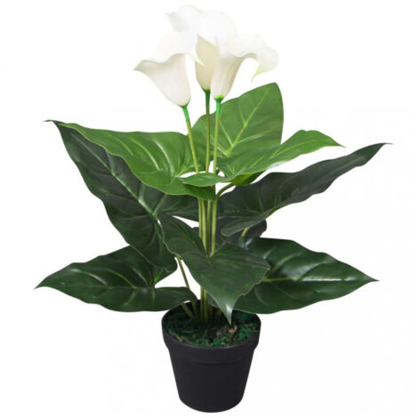 vidaXL Artificial Calla Lily Plant with Pot 45 cm White