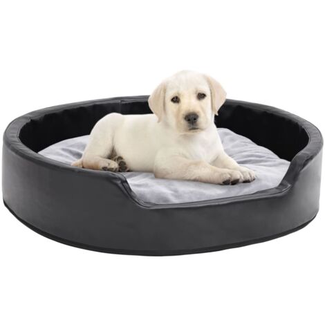 vidaXL Hundebett Schwarz-Grau 79x70x19 cm Plüsch und Kunstleder
