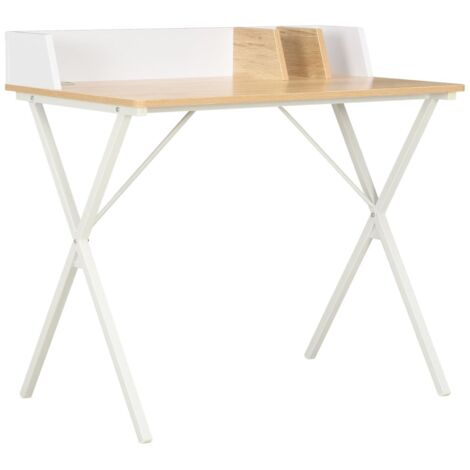 vidaXL Desk White and Natural 80x50x84 cm