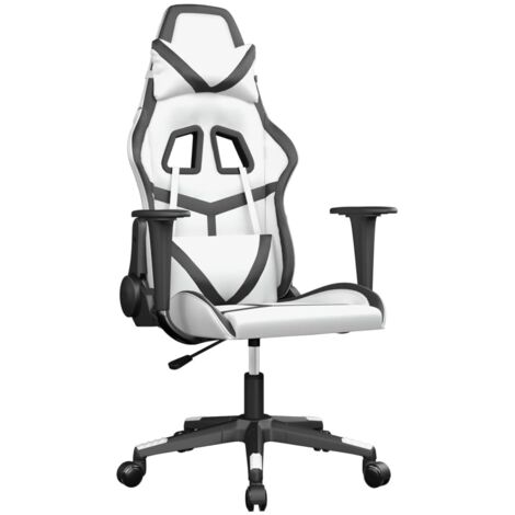 Gamingstuhl Schwarz und Weiß Kunstleder
