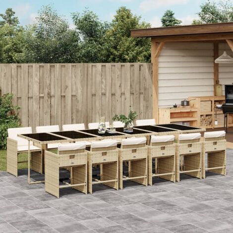 Gartenmöbelset mit Kissen 13 teilig beige