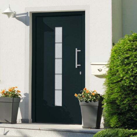 Haustür Aluminium und PVC Anthrazit 100x210 cm vidaXL