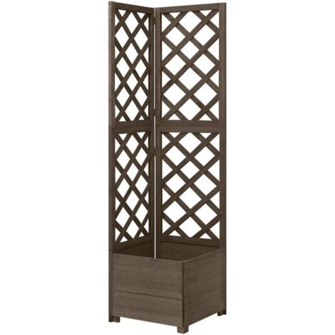 Eckblumentopf mit Gitter Grau 40x40x150 cm aus Fichtenholz