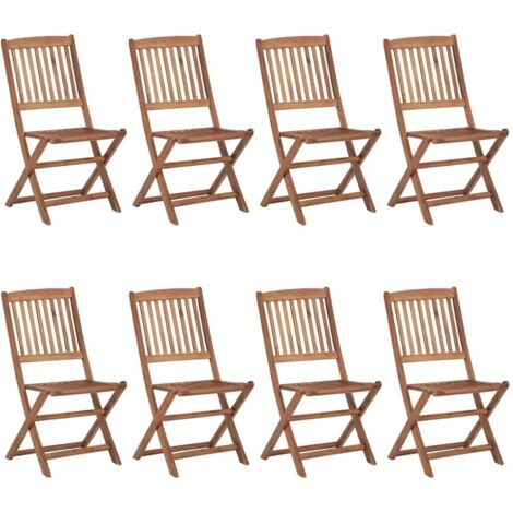 8er Set Faltbare Gartenstühle aus Akazienholz