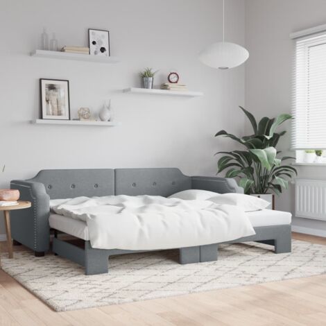Tagesbett Ausziehbar Hellgrau 80x200 cm Stoff vidaXL