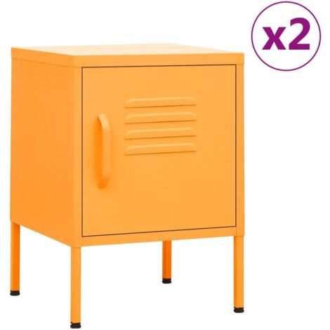 vidaXL Nachttische 2 Stk. Senfgelb 35x35x51 cm Stahl