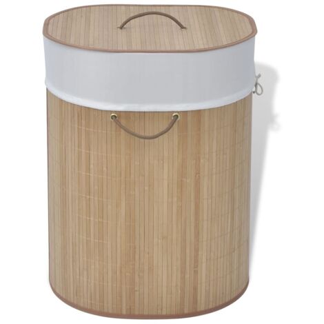 vidaXL Bamboo Laundry Bin Oval Natural