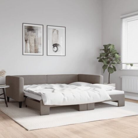 Tagesbett Ausziehbar Taupe 100x200 cm Stoff vidaXL