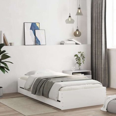 vidaXL Bettgestell mit Schubladen weiß 75x190 cm aus Spanplatte