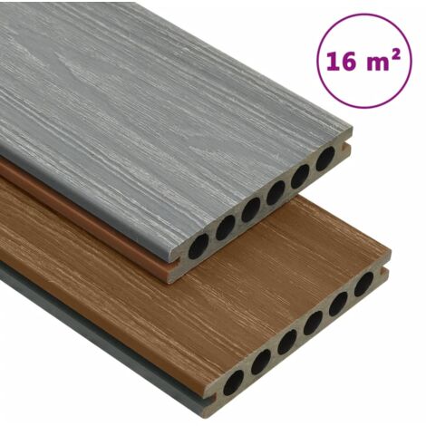 WPC Terrassendielen mit Zubehör Braun und Grau 16 m² 2,2 m vidaXL