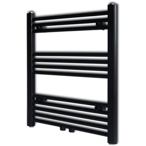 vidaXL Handtuchheizkörper wasserbetrieben rechteckig schwarz 600x764 mm