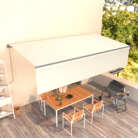 Markise Automatisch Einziehbar mit Volant 6x3 m Creme vidaXL