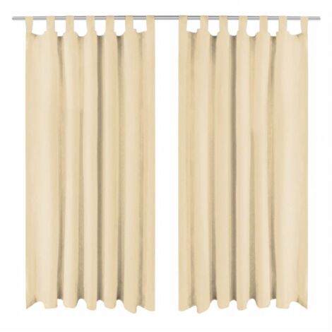 Vorhänge aus Mikro-Satin 2 Stk. mit Schlaufen 140×225 cm Beige vidaXL