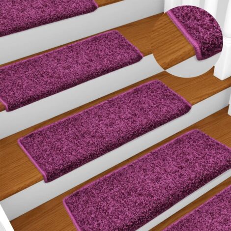 vidaXL Treppenmatten 15 Stück 65x21x4 cm Violett