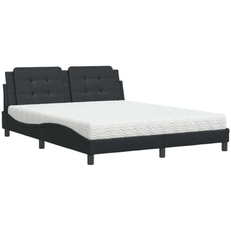 Bett mit Matratze Schwarz 160x200 cm Kunstleder vidaXL104233 (1/5)