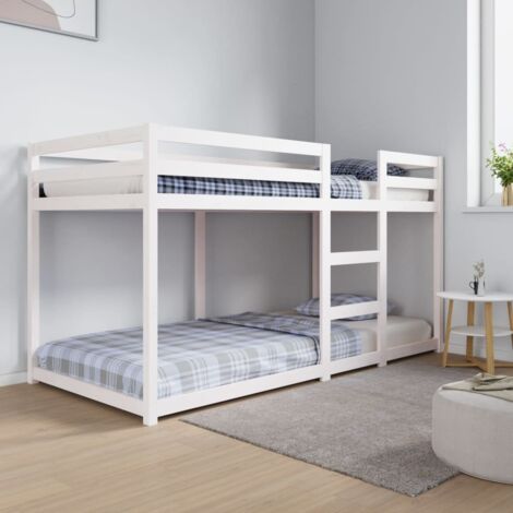 Hochbett Weiß 90x200 cm aus massivem Kiefernholz