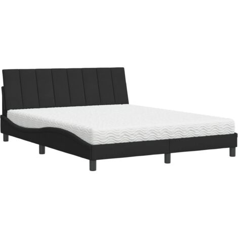 Bett mit Matratze "Hanko" Schwarz 160x200 cm Samt vidaXL (1/5)