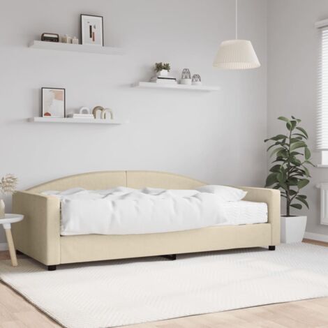 Tagesbett mit Matratze Creme 100x200 cm Stoff vidaXL (1/5)
