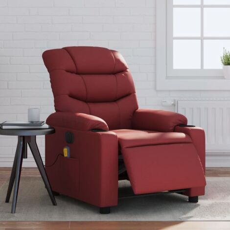 vidaXL Elektrischer Massage-Sessel rot-bordeaux