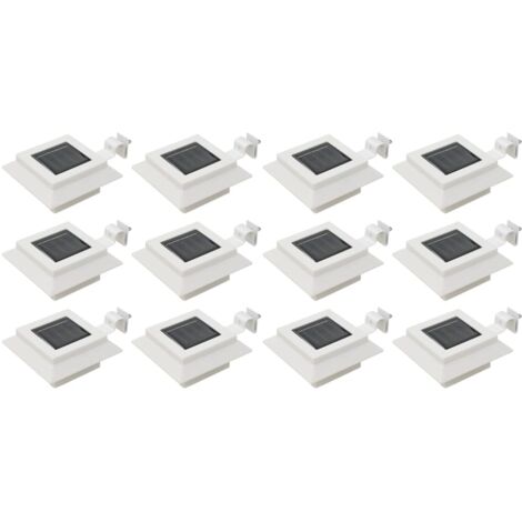 12er Set quadratische Solar-LED-Lampen für den Außenbereich 12 cm Weiß