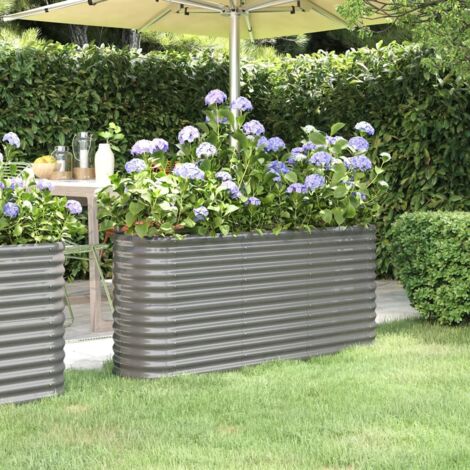Hochbeet Garten aus pulverbeschichtetem Stahl 152x40x68 cm grau